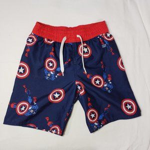 Marvel Captain America Old Navy Boy's Swim Trunks 4T Drawstring Lined